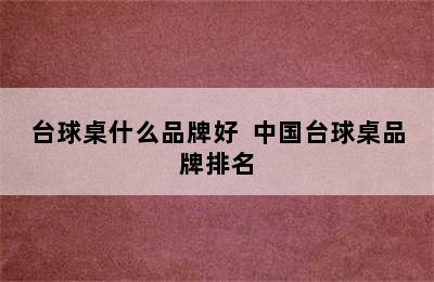 台球桌什么品牌好  中国台球桌品牌排名